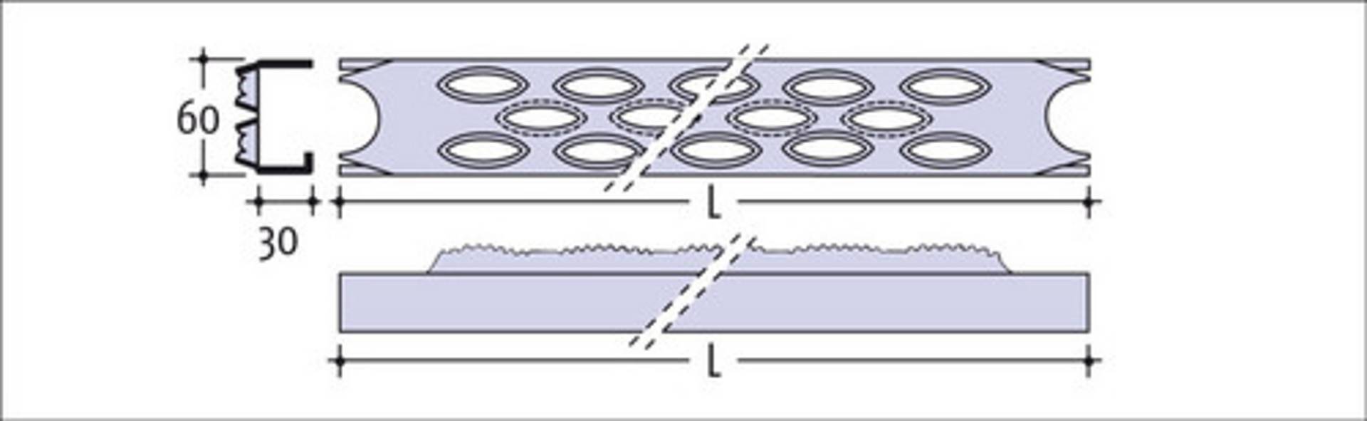 Leitersprosse Gleitschutz Stabil, Stahl roh 500x60x30x2 mm, gekehlt - Bild 2