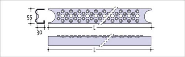 Leitersprosse Rund, Aluminium ENAW 5754, 1980x55x30x2 mm - Bild 2