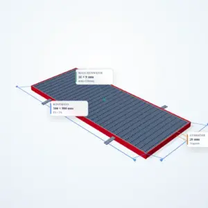 Schematische 3D-Ansicht: Pressrost mit Winkelrahmen 400 × 1000 mm