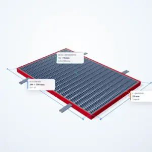 Schematische 3D-Ansicht: Pressrost mit Winkelrahmen 400 × 600 mm