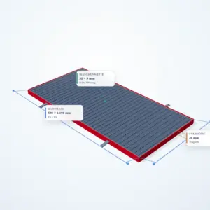 Schematische 3D-Ansicht: Pressrost mit Winkelrahmen 600 × 1200 mm
