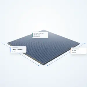 Schematische 3D-Ansicht: Industrie-Normrost 1000 × 1000 mm – MW 31 × 9 mm – TS 25 × 2 mm