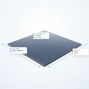 Schematische 3D-Ansicht: Industrie-Normrost 1000 × 1000 mm – MW 31 × 9 mm – TS 30 × 2 mm
