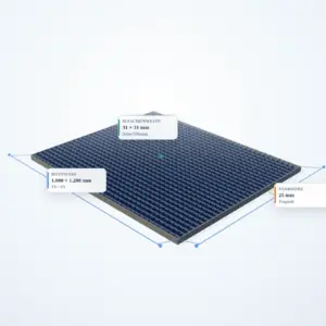 Schematische 3D-Ansicht: Industrie-Normrost 1000 × 1200 mm – MW 31 × 31 mm – TS 25 × 2 mm