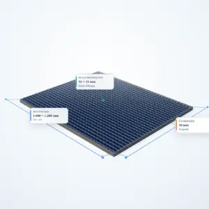 Schematische 3D-Ansicht: Industrie-Normrost 1000 × 1200 mm – MW 31 × 31 mm – TS 30 × 2 mm