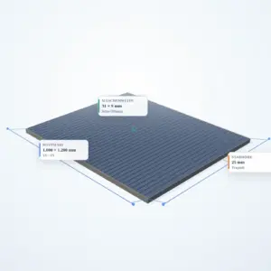 Schematische 3D-Ansicht: Industrie-Normrost 1000 × 1200 mm – MW 31 × 9 mm – TS 25 × 2 mm