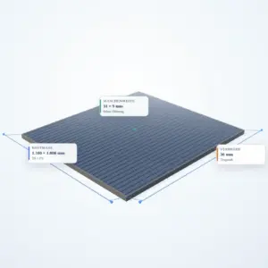 Schematische 3D-Ansicht: Industrie-Normrost 1100 × 1000 mm – MW 31 × 9 mm – TS 30 × 2 mm