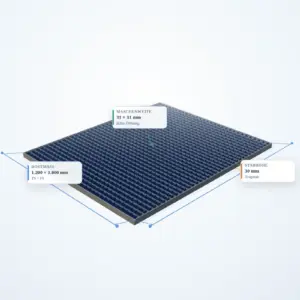 Schematische 3D-Ansicht: Industrie-Normrost 1200 × 1000 mm – MW 31 × 31 mm – TS 30 × 2 mm