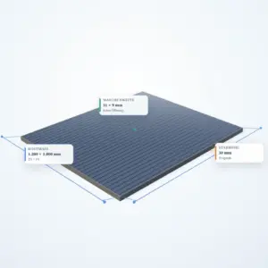 Schematische 3D-Ansicht: Industrie-Normrost 1200 × 1000 mm – MW 31 × 9 mm – TS 30 × 2 mm