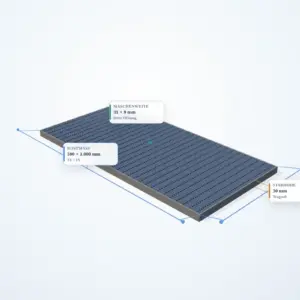 Schematische 3D-Ansicht: Industrie-Normrost 500 × 1000 mm – MW 31 × 9 mm – TS 30 × 2 mm
