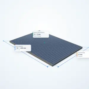 Schematische 3D-Ansicht: Industrie-Normrost 700 × 1000 mm – MW 31 × 9 mm – TS 25 × 2 mm