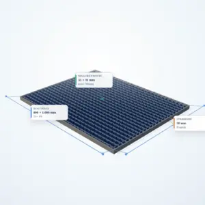 Schematische 3D-Ansicht: Industrie-Normrost 800 × 1000 mm – MW 31 × 31 mm – TS 30 × 2 mm