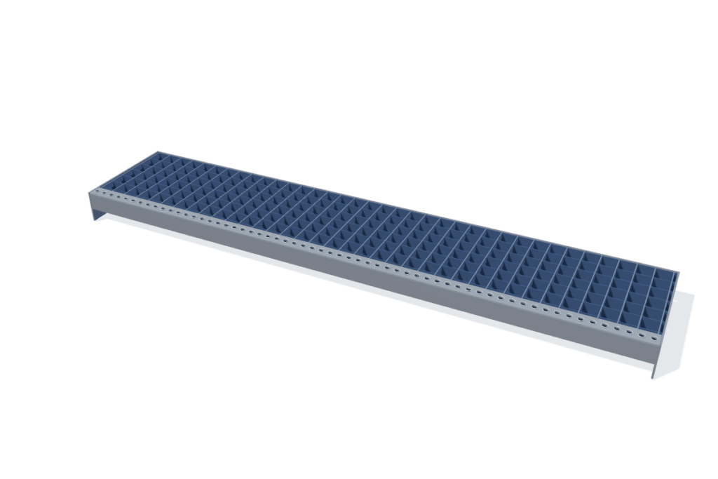 Gitterroststufe 1200 × 240 mm – MW 31 × 31 – schematische Maßdarstellung