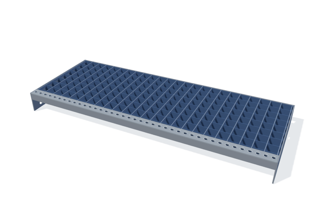 Gitterroststufe 800 × 305 mm – MW 31 × 31 – schematische Maßdarstellung