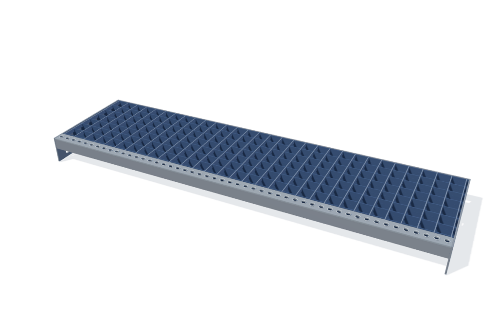 Gitterroststufe 1000 × 270 mm – MW 31 × 31 – schematische Maßdarstellung