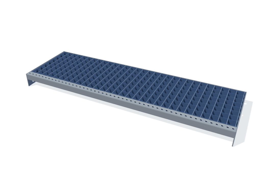 Gitterroststufe 1000 × 305 mm – MW 31 × 31 – schematische Maßdarstellung