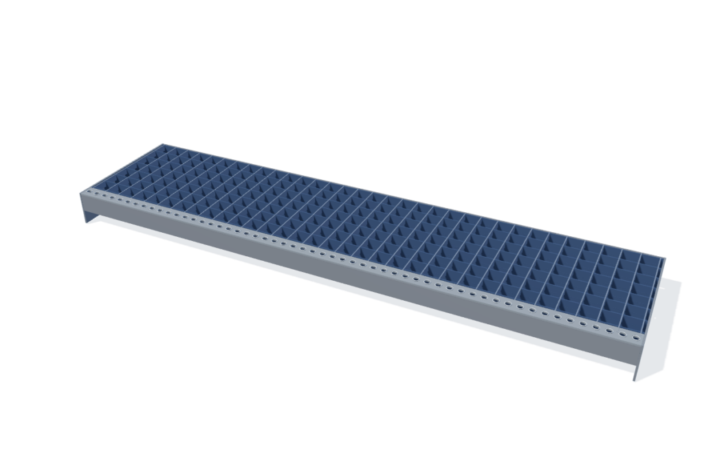Gitterroststufe 1100 × 270 mm – MW 31 × 31 – schematische Maßdarstellung