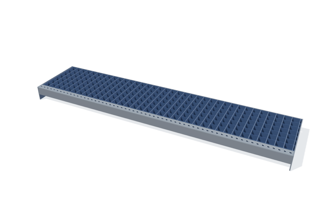 Gitterroststufe 1200 × 270 mm – MW 31 × 31 – schematische Maßdarstellung