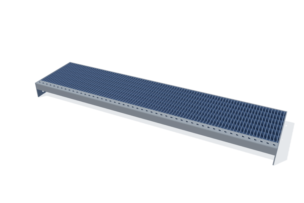 Gitterroststufe 1000 × 240 mm – MW 31 × 9 – schematische Maßdarstellung